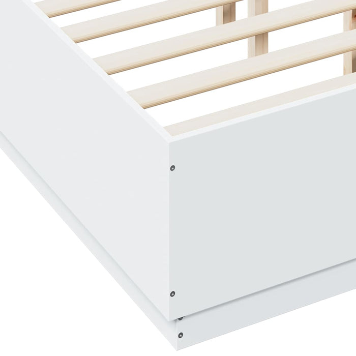 Cadru de pat cu lumini LED, alb, 135x190 cm, lemn prelucrat - WALTI WALTI