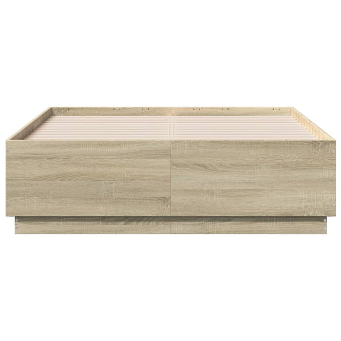 Cadru de pat cu LED stejar sonoma 135x190 cm lemn prelucrat - WALTI WALTI
