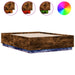Cadru de pat cu LED stejar fumuriu 135x190 cm lemn prelucrat - WALTI WALTI