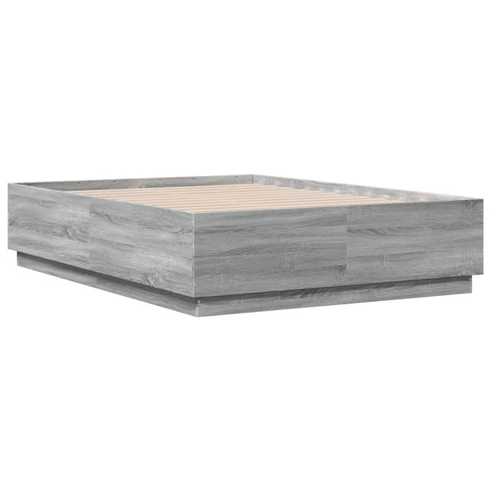 Cadru de pat cu LED, gri sonoma, 135x190 cm, lemn prelucrat - WALTI WALTI
