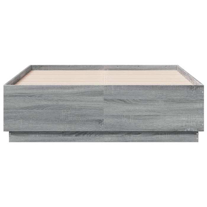 Cadru de pat cu LED, gri sonoma, 135x190 cm, lemn prelucrat - WALTI WALTI