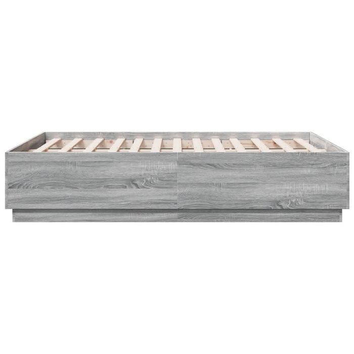 Cadru de pat cu LED, gri sonoma, 135x190 cm, lemn prelucrat - WALTI WALTI