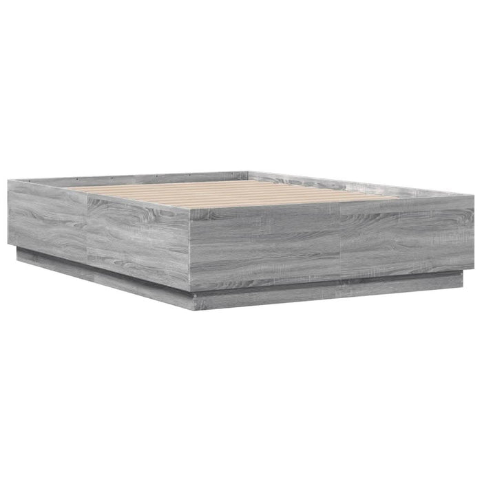 Cadru de pat cu LED, gri sonoma, 135x190 cm, lemn prelucrat - WALTI WALTI