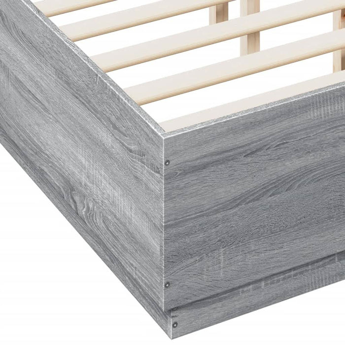 Cadru de pat cu LED, gri sonoma, 135x190 cm, lemn prelucrat - WALTI WALTI