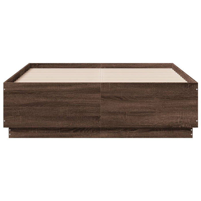 Cadru de pat cu LED, stejar maro, 135x190 cm, lemn prelucrat - WALTI WALTI