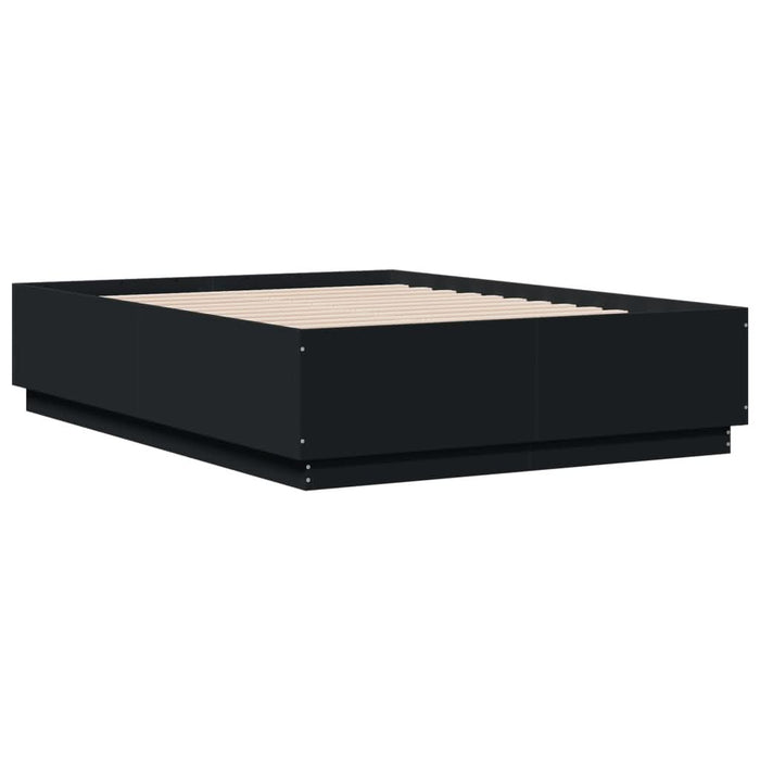 Cadru de pat cu lumini LED, negru, 120x190 cm, lemn prelucrat - WALTI WALTI