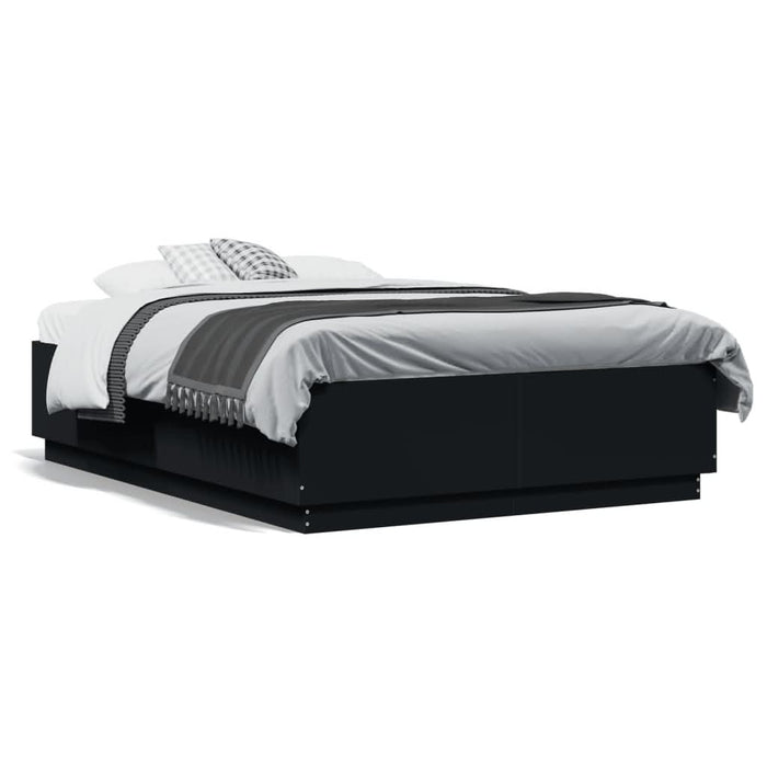 Cadru de pat cu lumini LED, negru, 120x190 cm, lemn prelucrat - WALTI WALTI
