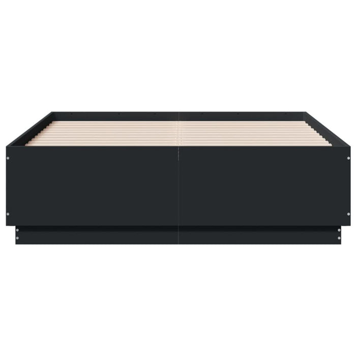 Cadru de pat cu lumini LED, negru, 120x190 cm, lemn prelucrat - WALTI WALTI