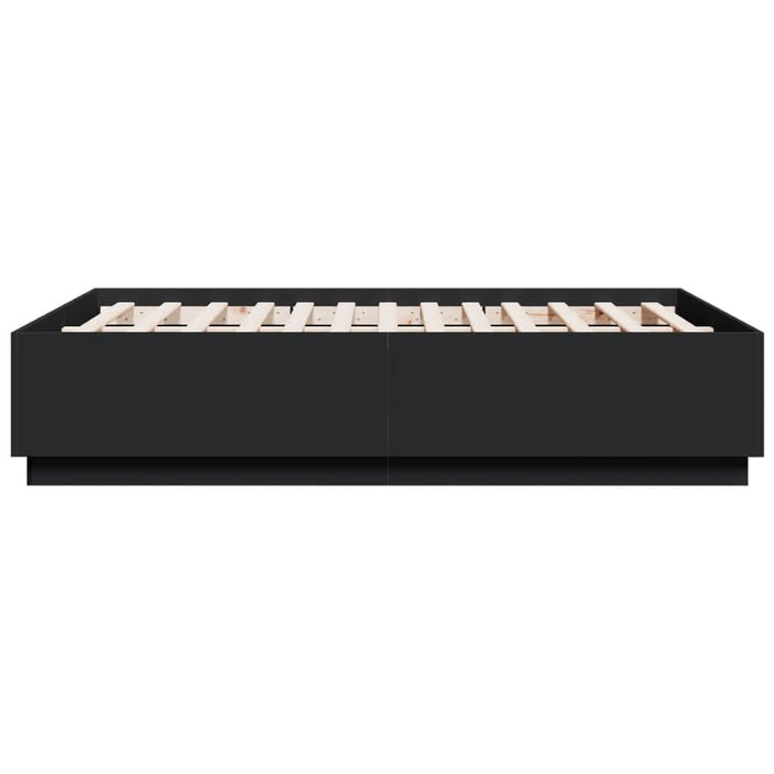 Cadru de pat cu lumini LED, negru, 120x190 cm, lemn prelucrat - WALTI WALTI