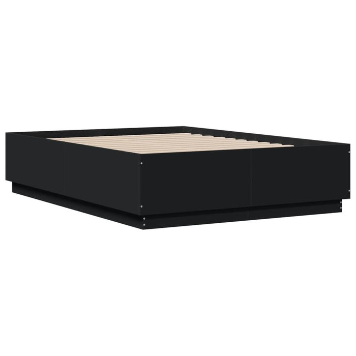 Cadru de pat cu lumini LED, negru, 120x190 cm, lemn prelucrat - WALTI WALTI