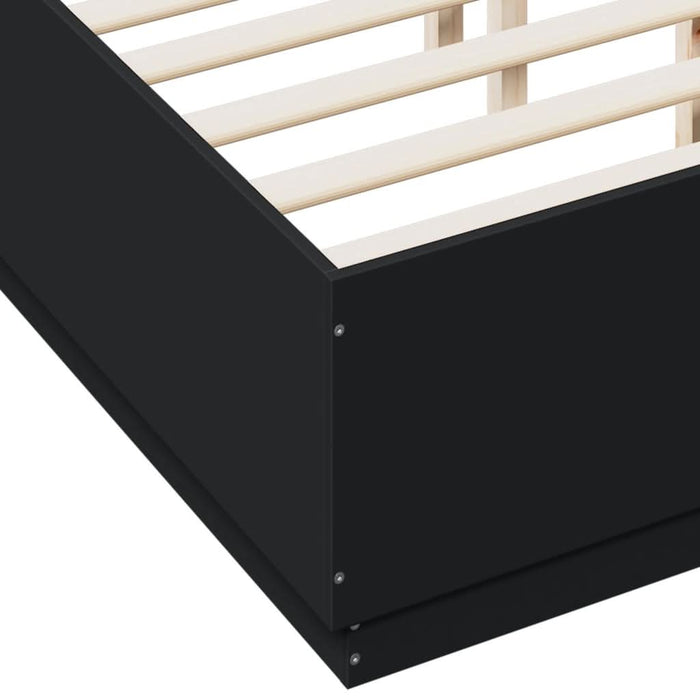 Cadru de pat cu lumini LED, negru, 120x190 cm, lemn prelucrat - WALTI WALTI
