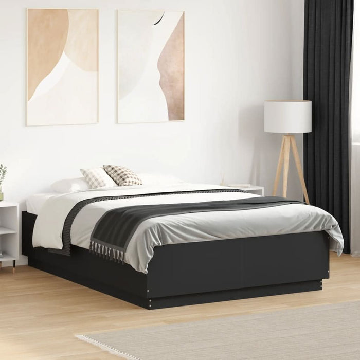 Cadru de pat cu lumini LED, negru, 120x190 cm, lemn prelucrat - WALTI WALTI