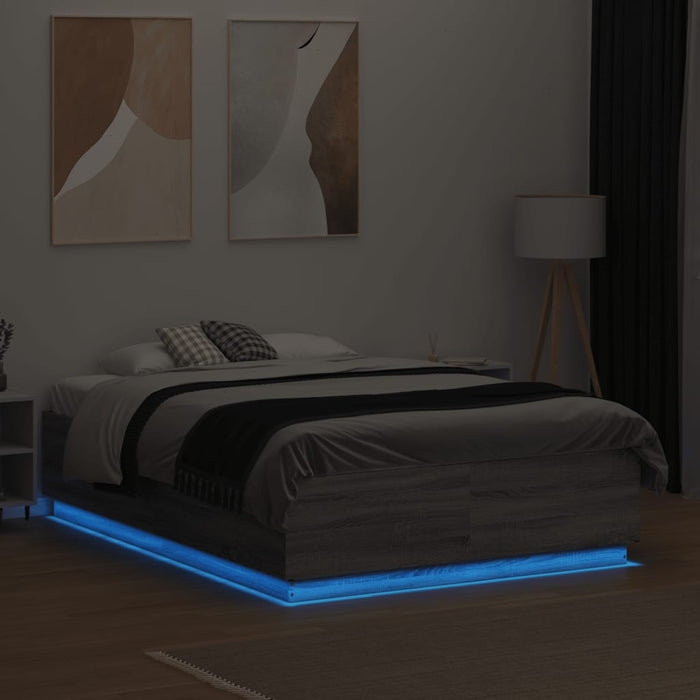 Cadru de pat cu lumini LED gri sonoma 120x190 cm lemn prelucrat - WALTI WALTI