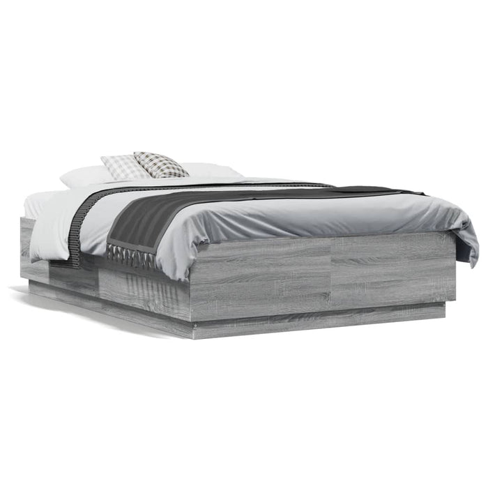 Cadru de pat cu lumini LED gri sonoma 120x190 cm lemn prelucrat - WALTI WALTI