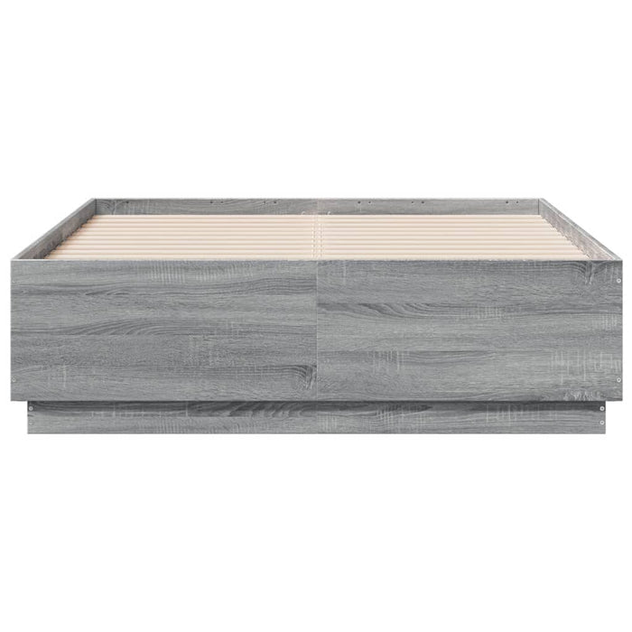Cadru de pat cu lumini LED gri sonoma 120x190 cm lemn prelucrat - WALTI WALTI