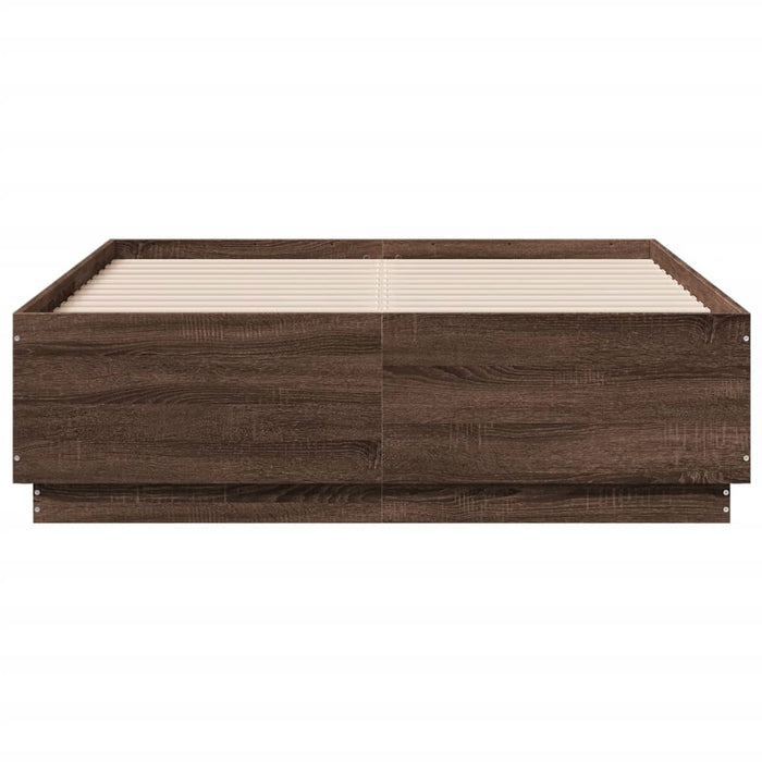 Cadru pat cu lumini LED stejar maro 120x190 cm lemn prelucrat - WALTI WALTI