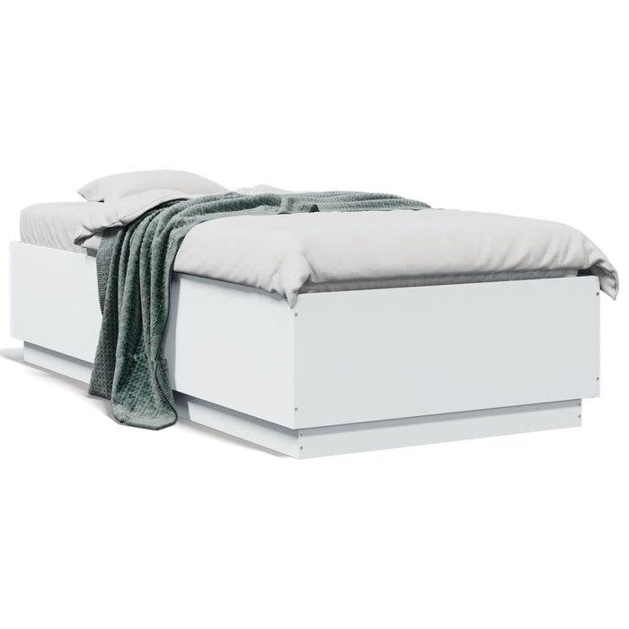Cadru de pat cu lumini LED, alb, 90x190 cm, lemn prelucrat - WALTI WALTI