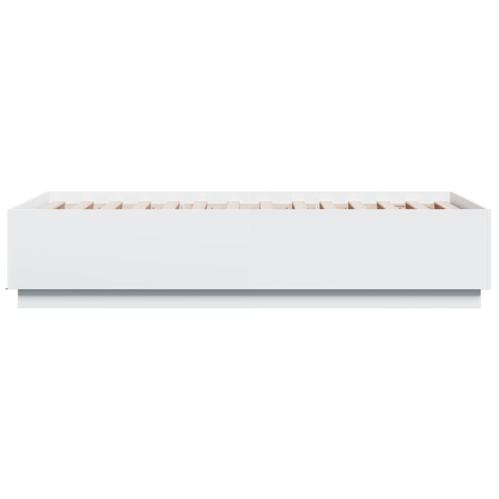 Cadru de pat cu lumini LED, alb, 90x190 cm, lemn prelucrat - WALTI WALTI
