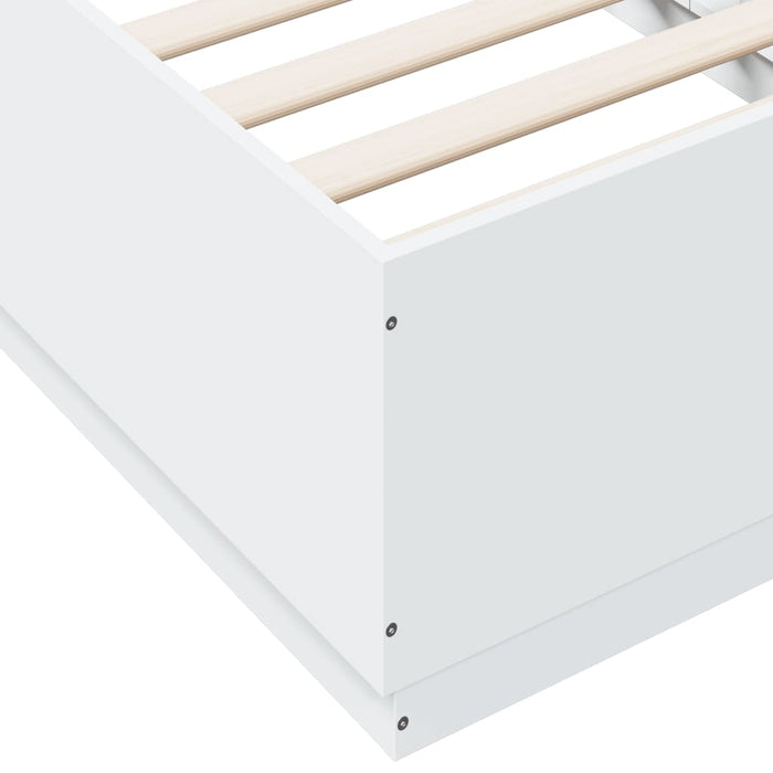 Cadru de pat cu lumini LED, alb, 90x190 cm, lemn prelucrat - WALTI WALTI