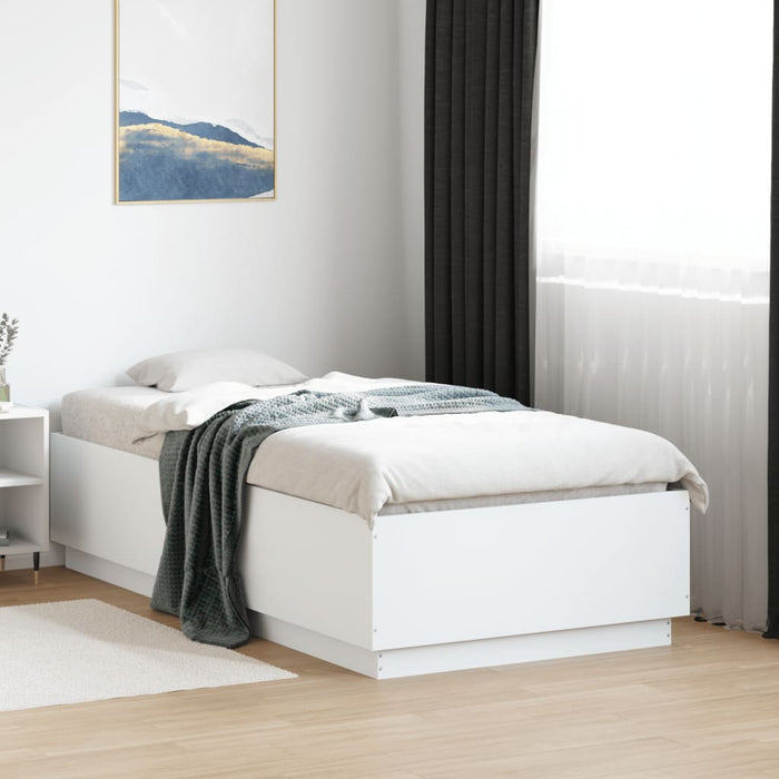 Cadru de pat cu lumini LED, alb, 90x190 cm, lemn prelucrat - WALTI WALTI
