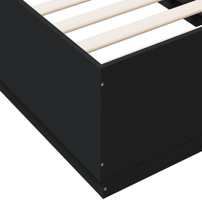Cadru de pat cu lumini LED, negru, 90x190 cm, lemn prelucrat - WALTI WALTI