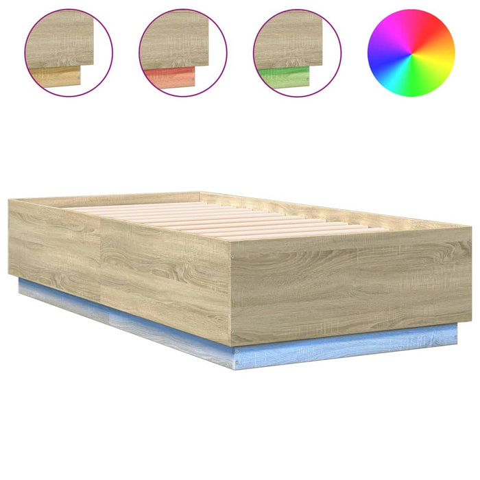 Cadru de pat cu LED, stejar sonoma, 90x190 cm, lemn prelucrat - WALTI WALTI