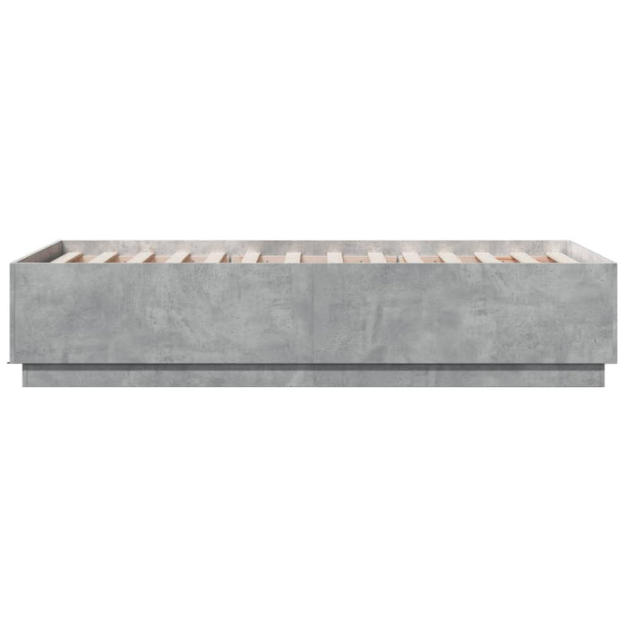 Cadru de pat cu LED, gri beton, 90x190 cm, lemn prelucrat - WALTI WALTI