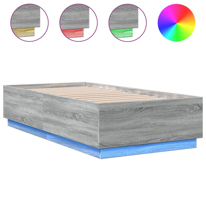 Cadru de pat cu LED, gri sonoma, 90x190 cm, lemn prelucrat - WALTI WALTI