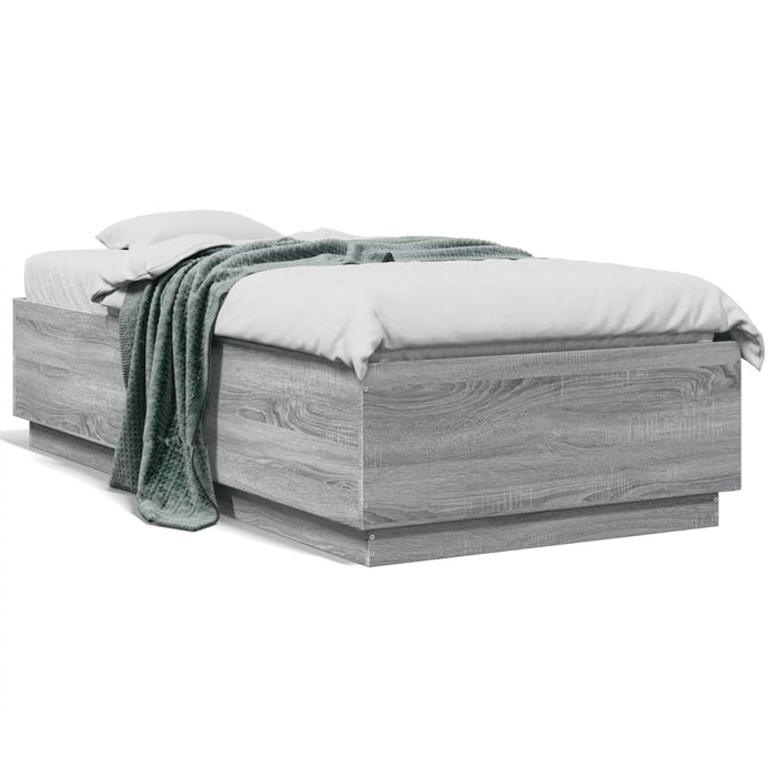 Cadru de pat cu LED, gri sonoma, 90x190 cm, lemn prelucrat - WALTI WALTI