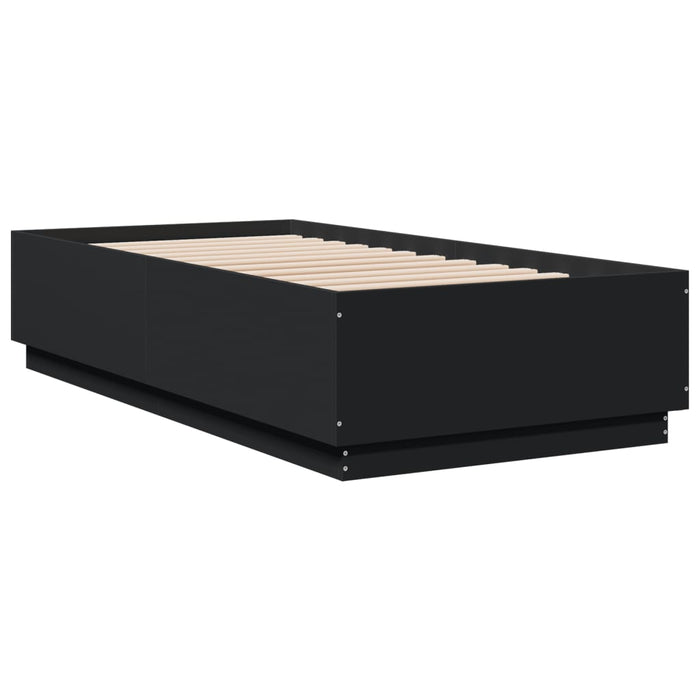 Cadru de pat cu LED, negru, 75x190 cm, lemn prelucrat - WALTI WALTI