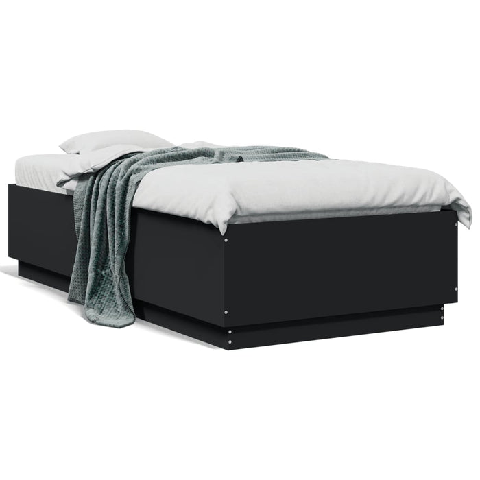 Cadru de pat cu LED, negru, 75x190 cm, lemn prelucrat - WALTI WALTI