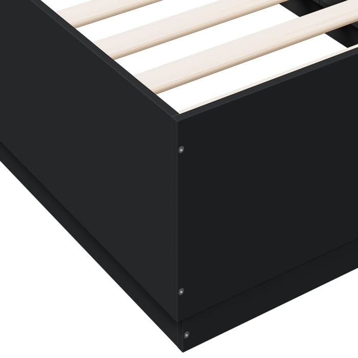 Cadru de pat cu LED, negru, 75x190 cm, lemn prelucrat - WALTI WALTI