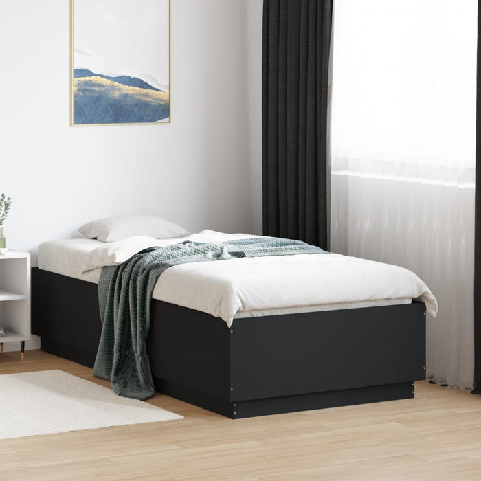 Cadru de pat cu LED, negru, 75x190 cm, lemn prelucrat - WALTI WALTI