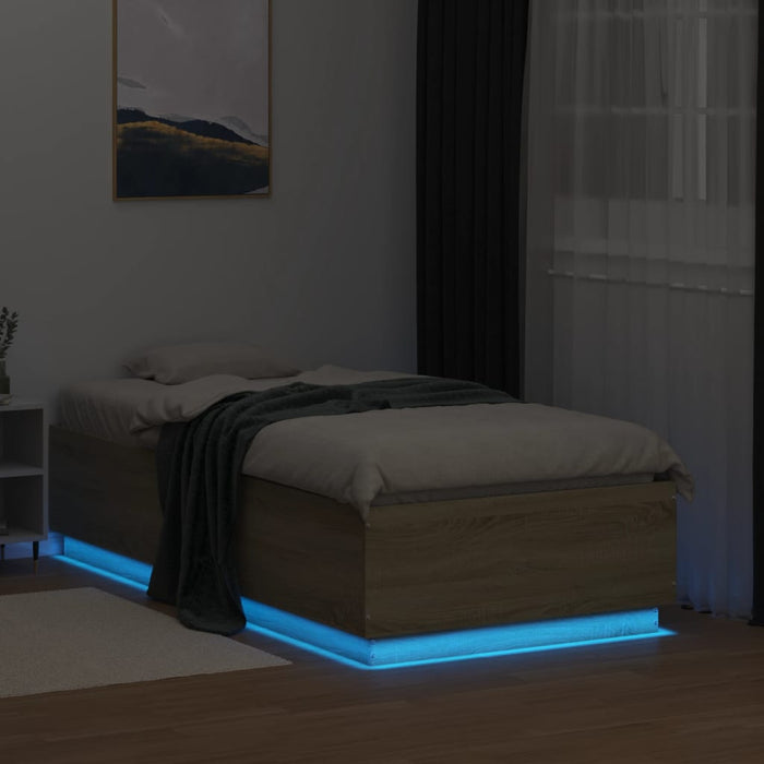 Cadru de pat cu LED stejar sonoma 75x190 cm lemn prelucrat - WALTI WALTI