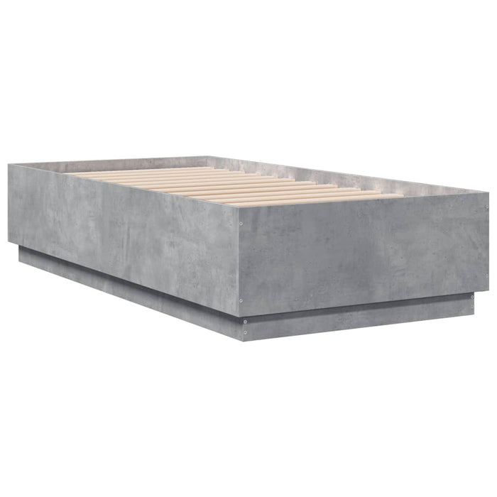 Cadru de pat cu LED, gri beton, 75x190 cm, lemn prelucrat - WALTI WALTI
