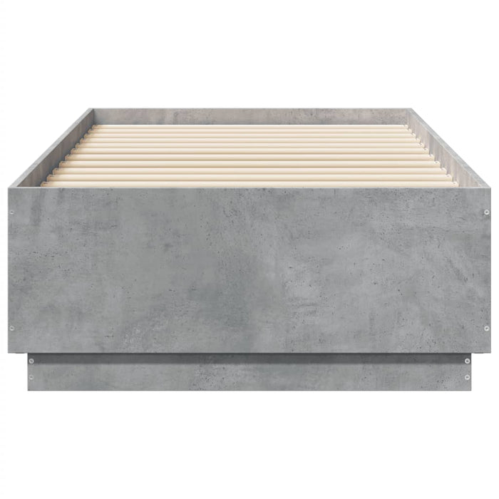 Cadru de pat cu LED, gri beton, 75x190 cm, lemn prelucrat - WALTI WALTI