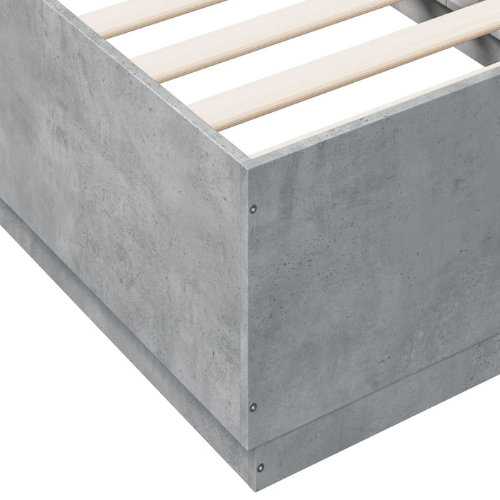 Cadru de pat cu LED, gri beton, 75x190 cm, lemn prelucrat - WALTI WALTI