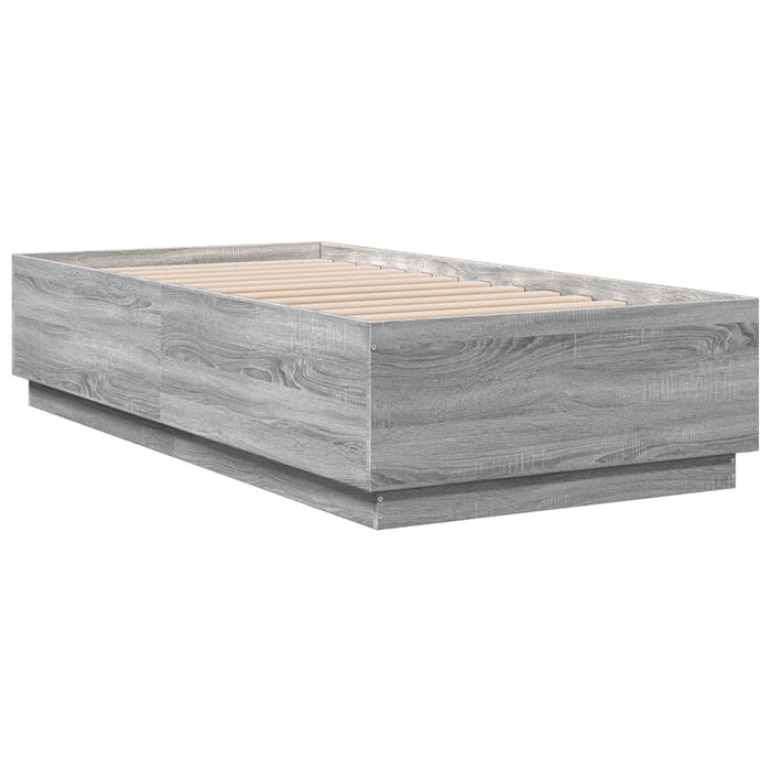 Cadru de pat cu LED gri sonoma 75x190 cm lemn prelucrat - WALTI WALTI