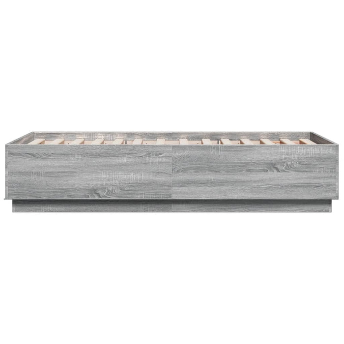 Cadru de pat cu LED gri sonoma 75x190 cm lemn prelucrat - WALTI WALTI