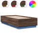 Cadru de pat cu LED stejar maro 75x190 cm lemn prelucrat - WALTI WALTI