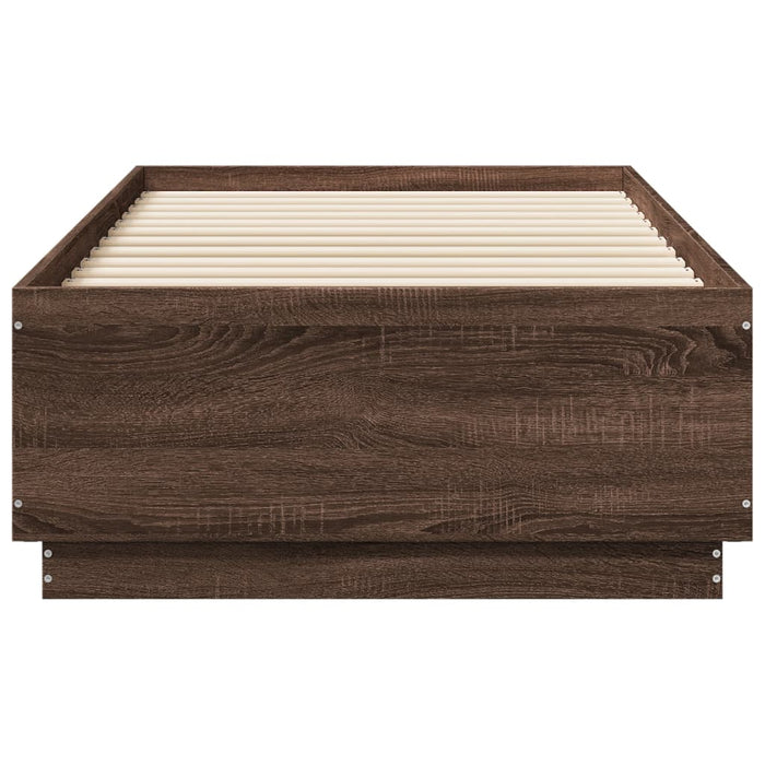 Cadru de pat cu LED stejar maro 75x190 cm lemn prelucrat - WALTI WALTI