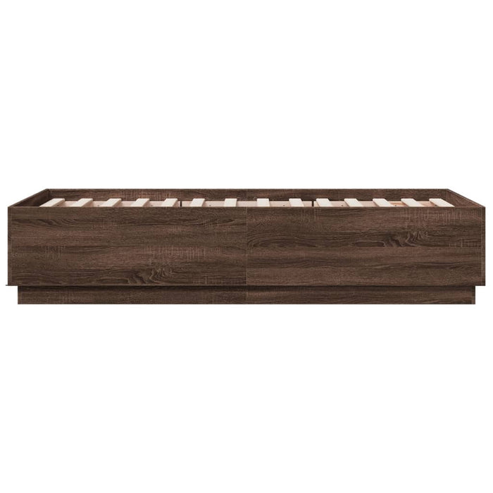 Cadru de pat cu LED stejar maro 75x190 cm lemn prelucrat - WALTI WALTI