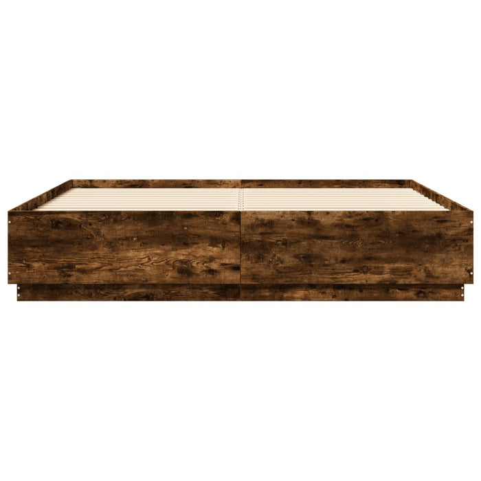 Cadru de pat, stejar fumuriu, 200x200 cm, lemn prelucrat WALTI