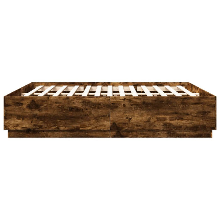 Cadru de pat, stejar fumuriu, 200x200 cm, lemn prelucrat WALTI