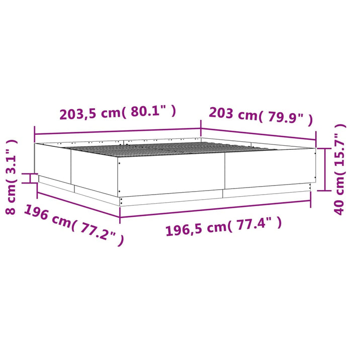 Cadru de pat, stejar fumuriu, 200x200 cm, lemn prelucrat WALTI