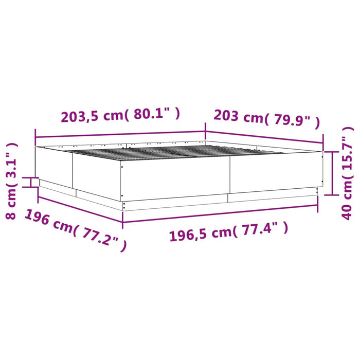 Cadru de pat, gri sonoma, 200x200 cm, lemn prelucrat - WALTI WALTI