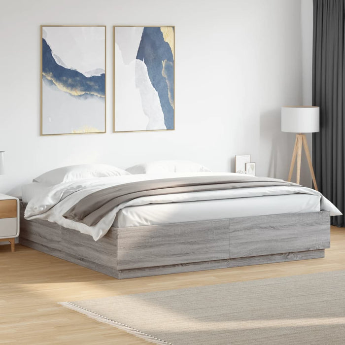 Cadru de pat, gri sonoma, 180x200 cm, lemn prelucrat - WALTI WALTI