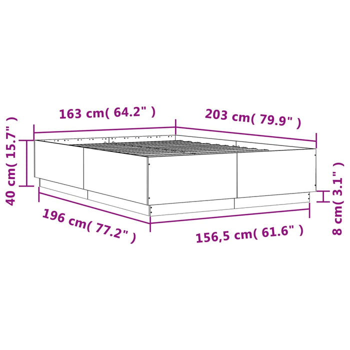 Cadru de pat, gri beton, 160x200 cm, lemn prelucrat - WALTI WALTI