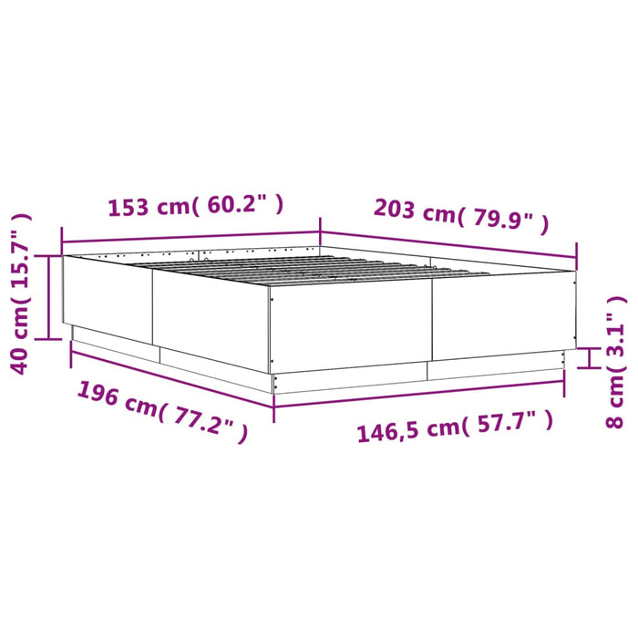 Cadru de pat, gri sonoma, 150x200 cm, lemn prelucrat - WALTI WALTI