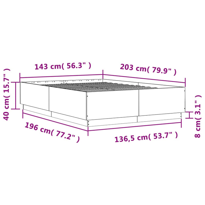 Cadru de pat, gri sonoma, 140x200 cm, lemn prelucrat - WALTI WALTI